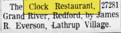 Clock Restaurant - Apr 08 1966 Article